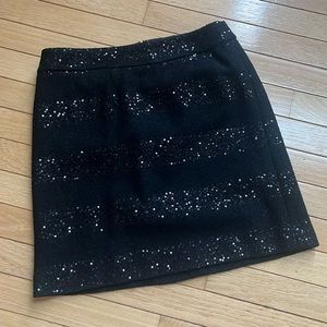 LOFT Black wool with sequins mini skirt 4P